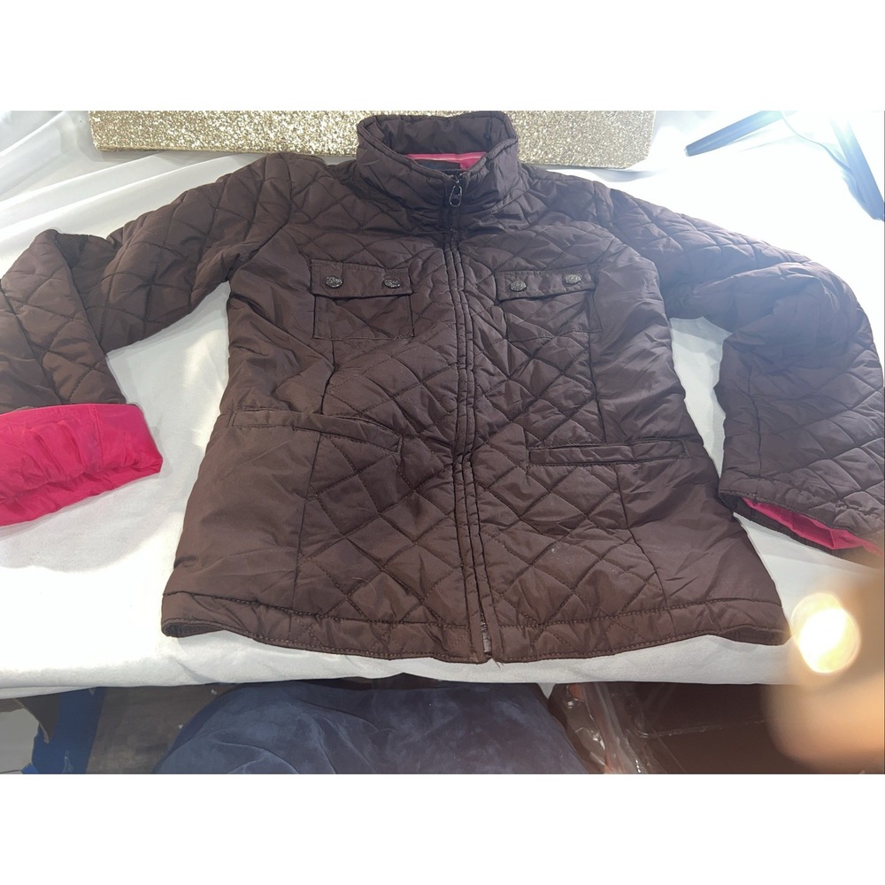 Gap Kids Puffer‎ Jacket Kids Xxl 14-16 Choc Full Zip Pockets Quilted Hanging